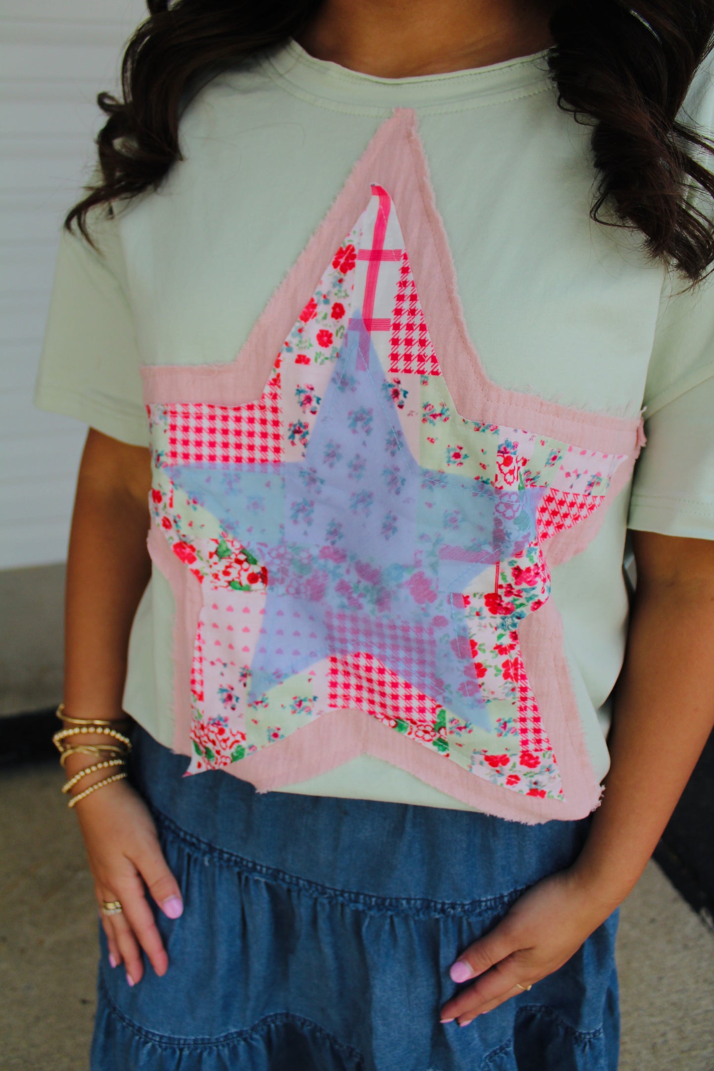 The Faith Star Patchwork Embroidered Tee