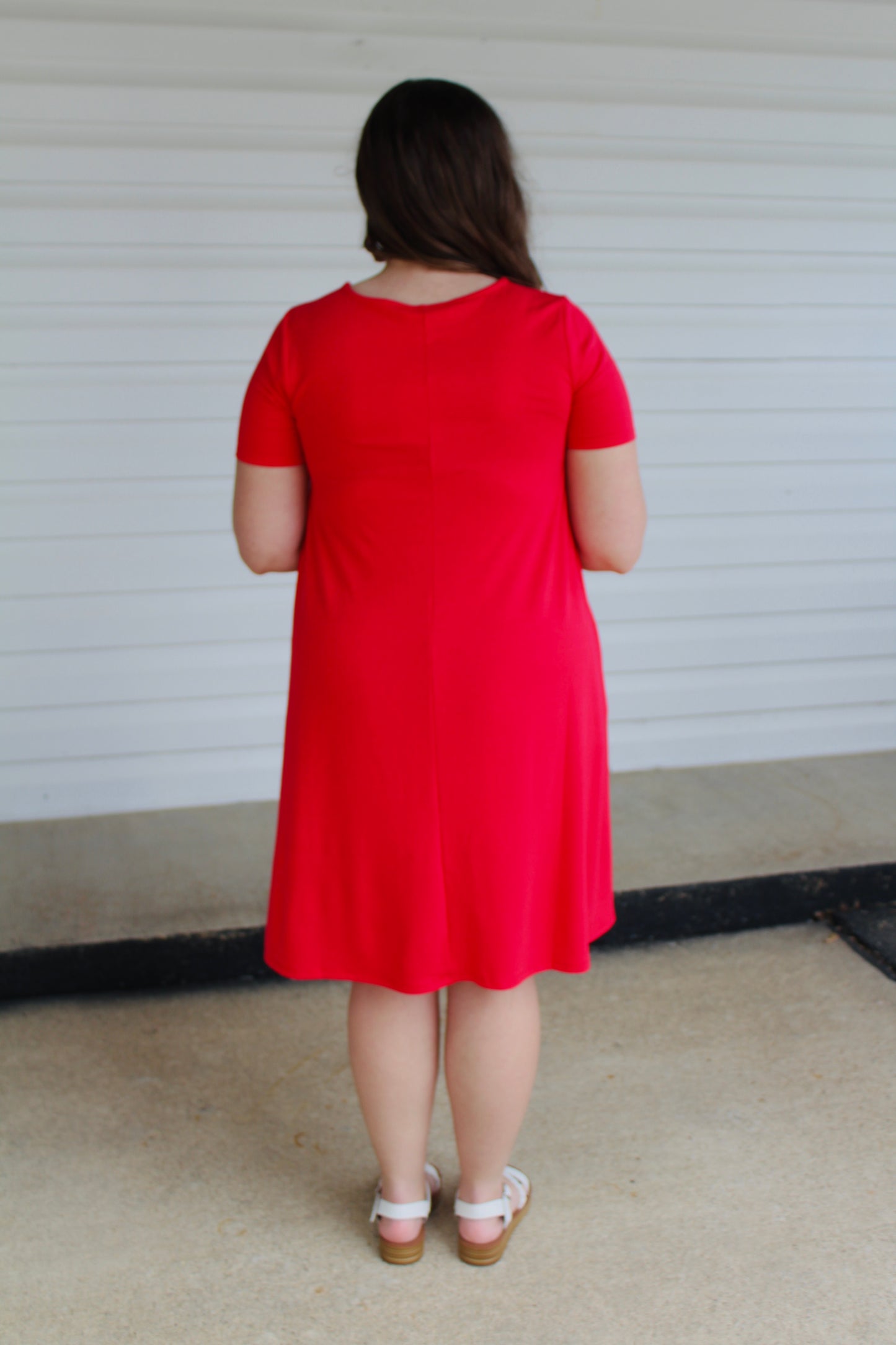 Ruby Red Short Sleeve Swing Dress