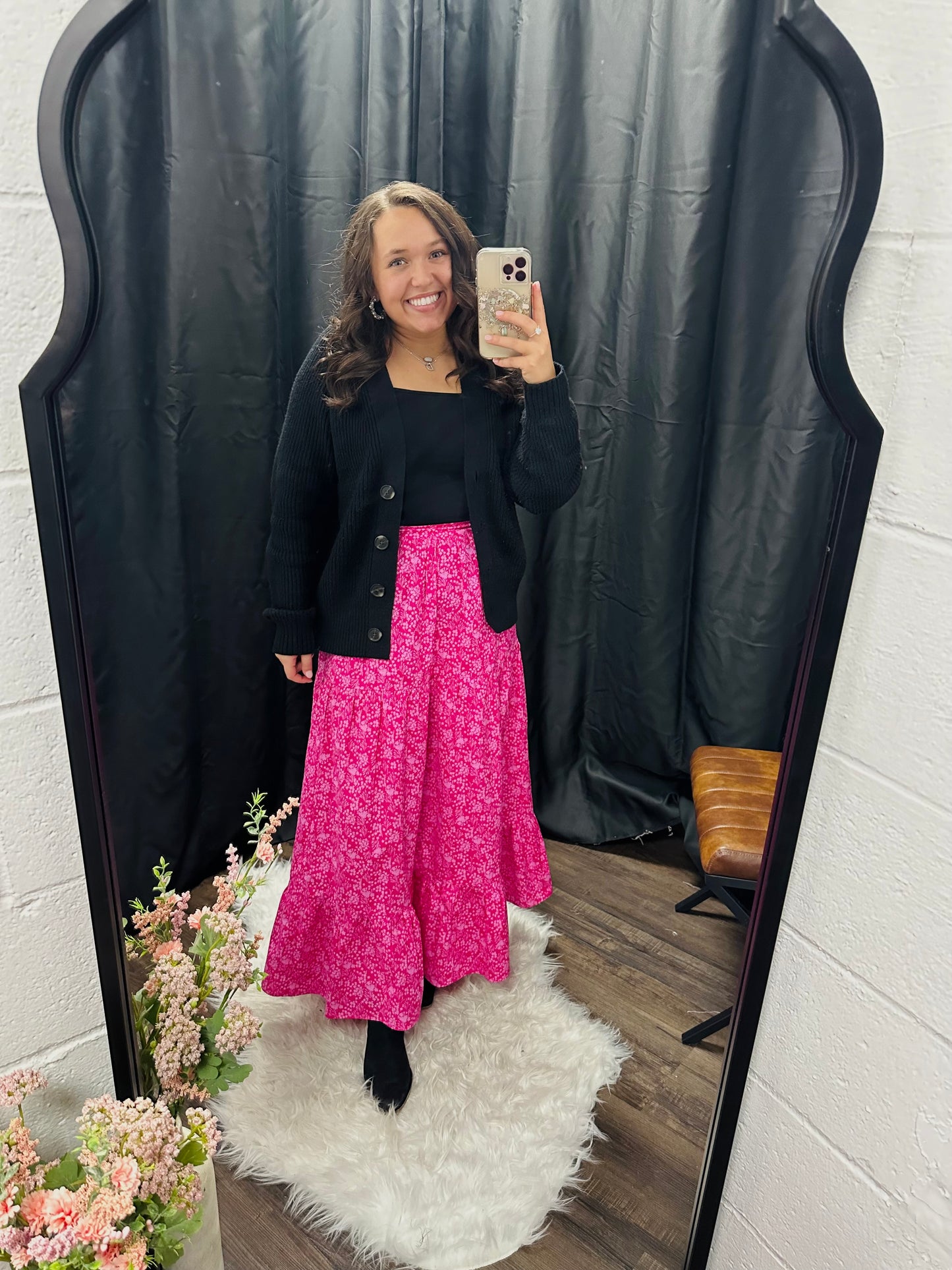 The Charlotte Pink Floral Maxi Skirt