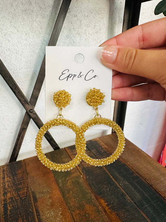 Everyday Beaded Gold Circle Drops