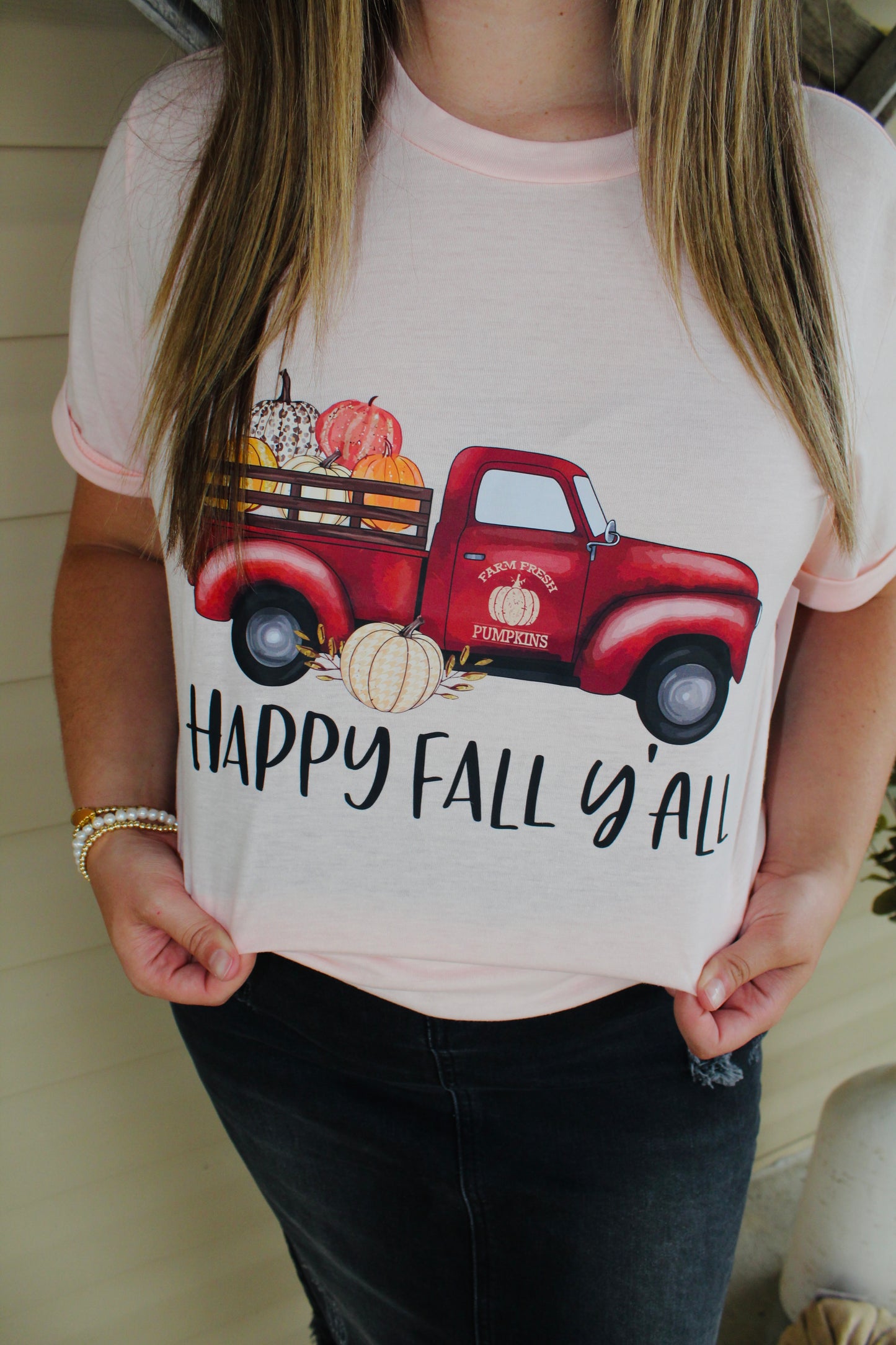 Pink Happy Fall Y'all Tee