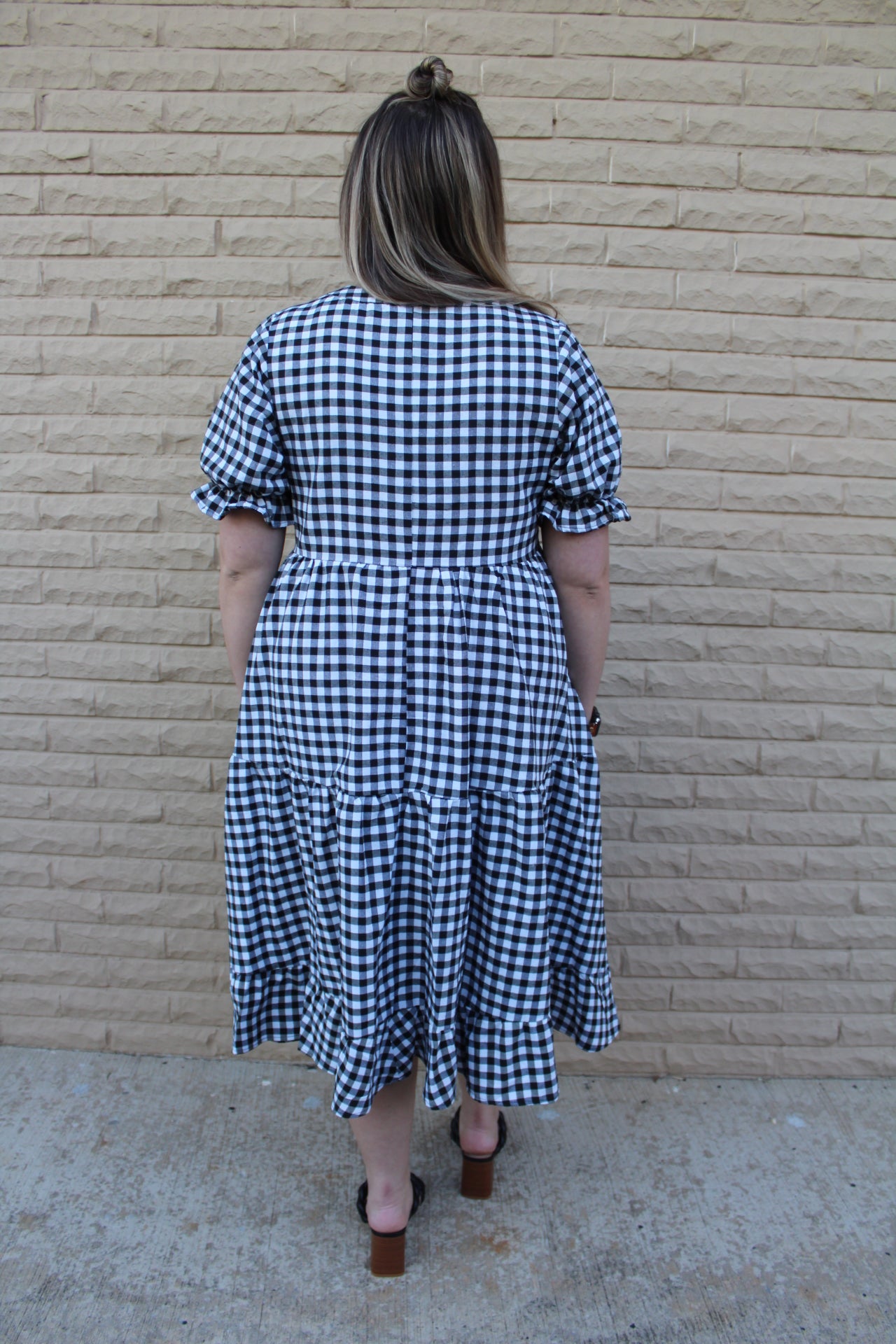 Only We Know Gingham Ruffle Hem Dress