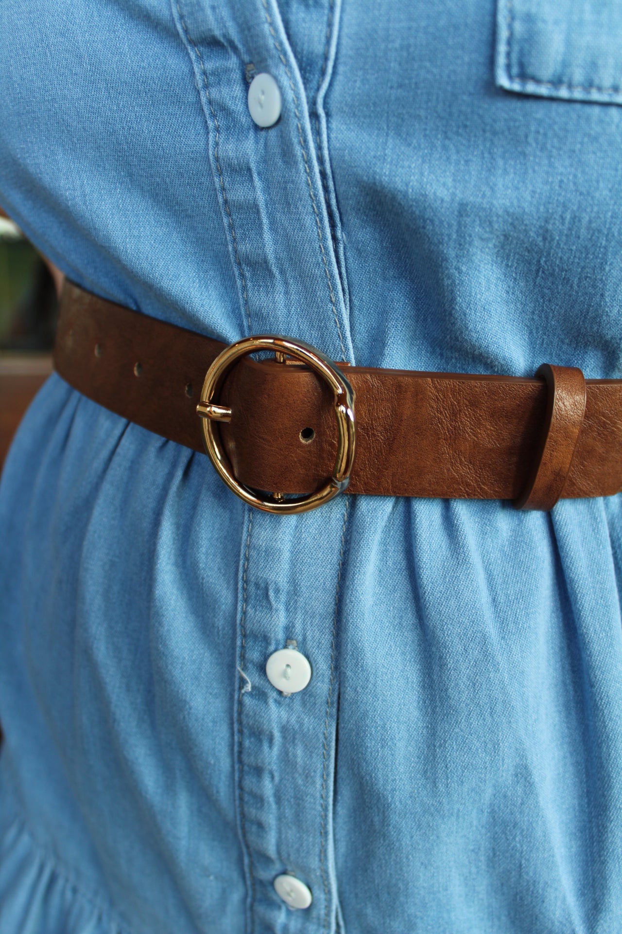 Brown Belt With Gold Buckle