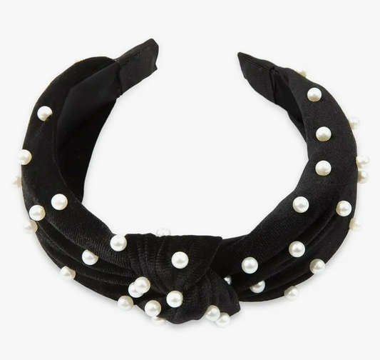 Black Velvet Pearl Headband