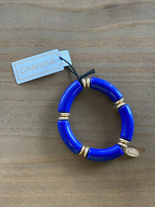 Lelani Disc Resin Stretch Bracelet in Blue