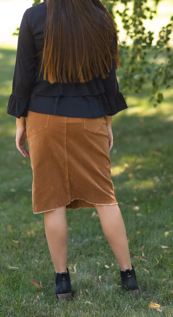 Farrah Rust Corduroy Skirt