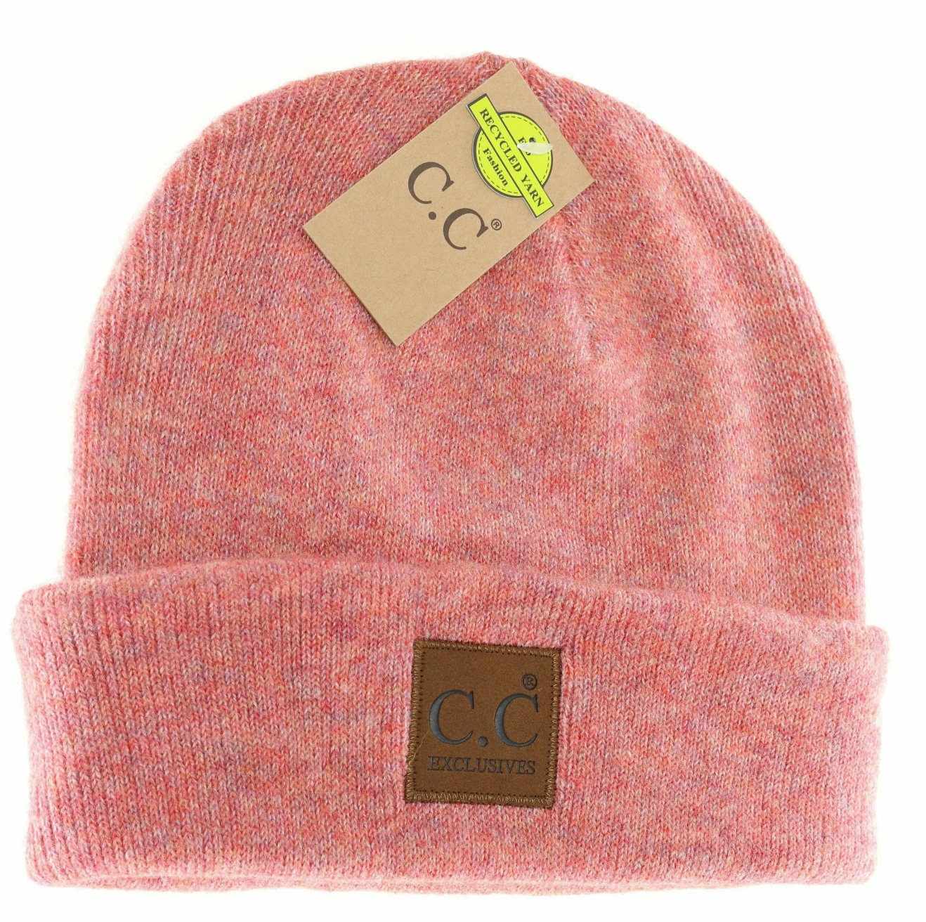 Unisex Soft Ribbed Leather Patch C.C. Beanie