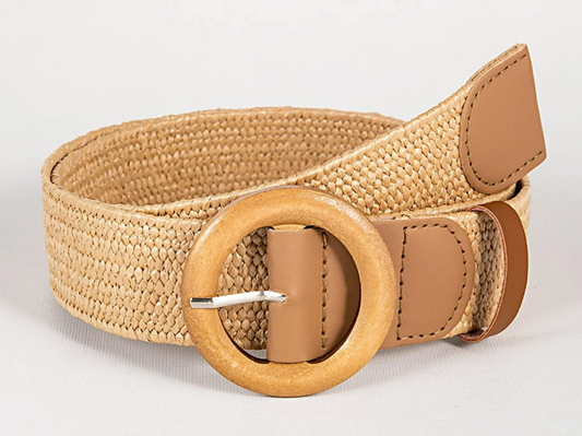 The Kate Woven Belt With Wood Buckle