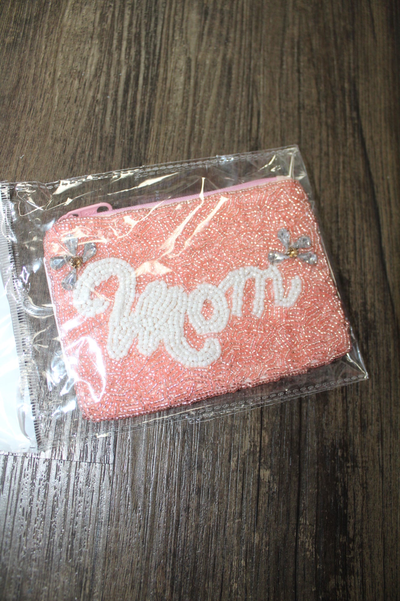 Pink Mom Beaded Pouch