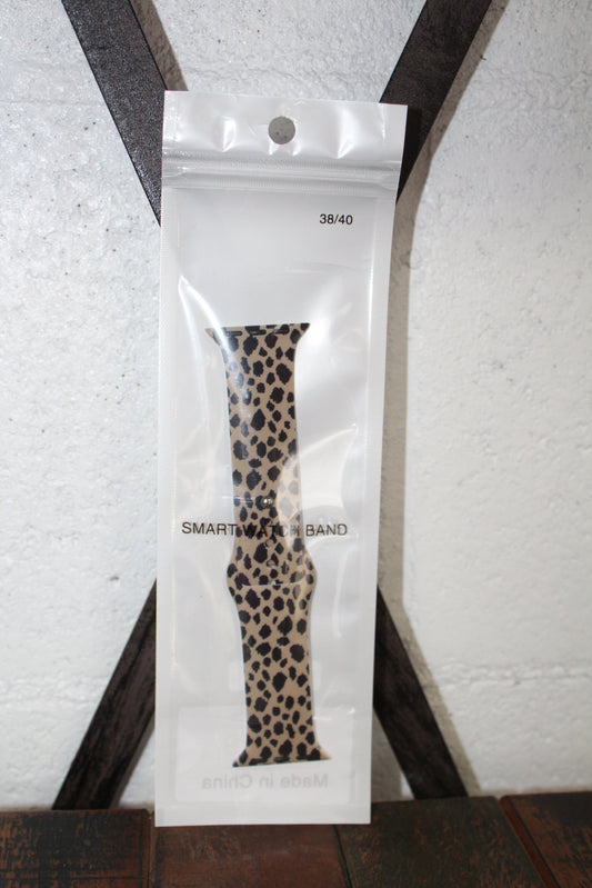 Beige & Black Spotted Printed Watch Band - M/L