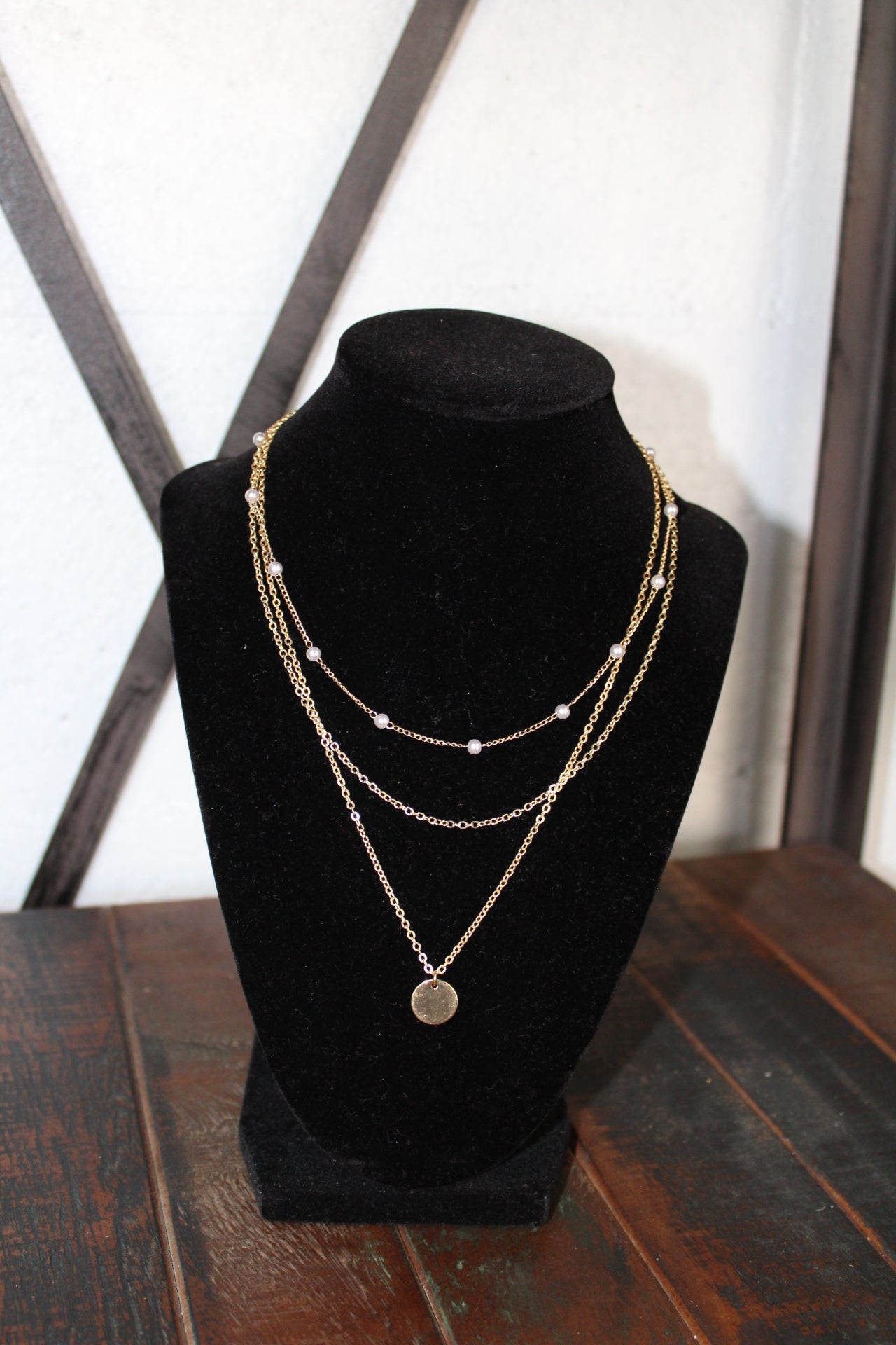 2pc Gold Pearl Necklace